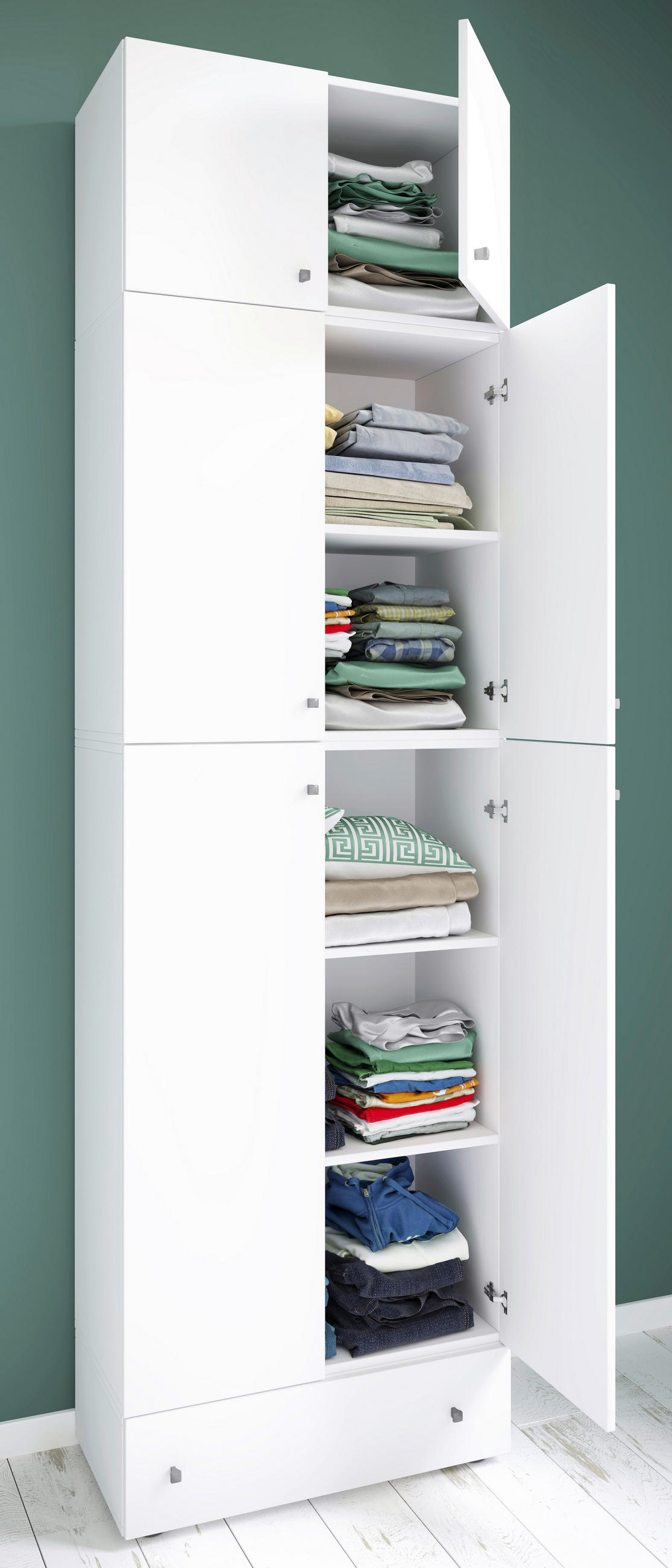GARDEROB 70/240/39 cm 6-dörrar - vit/grå, Modern, trämaterial/plast (70/240/39cm) - MID.YOU