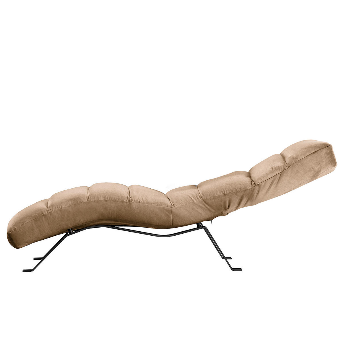 RELAXLIEGE in Samt Braun  - Schwarz/Braun, Design, Textil/Metall (65/65-95/171cm) - Livetastic