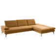 ECKSOFA in Echtleder Currygelb  308/195 cm  - Currygelb/Schwarz, Design, Leder/Metall (308/195cm) - Dieter Knoll