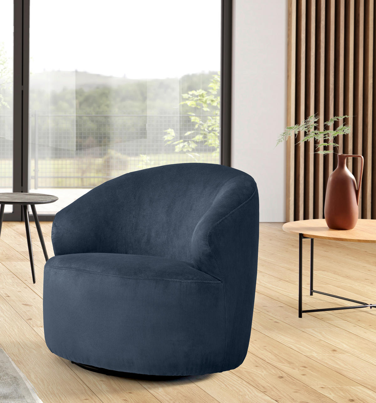 FÅTÖLJ i textil mörkblå  - svart/mörkblå, Design, metall/textil (80/76,5/80cm) - MID.YOU