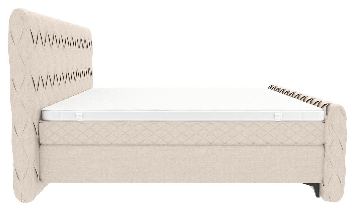 BOXSPRINGBETT 180/200 cm  in Greige  - Greige/Schwarz, Design, Textil/Metall (180/200cm) - Carryhome