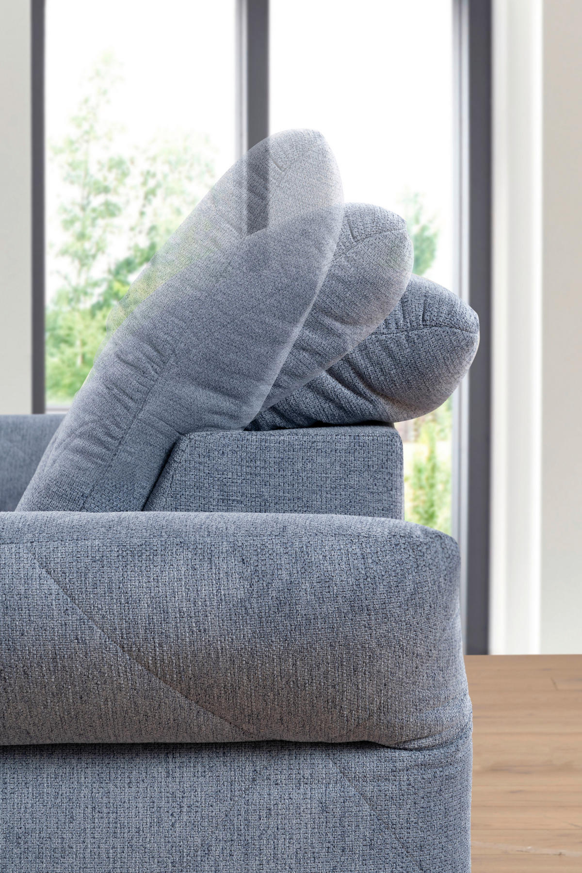 ECKSOFA in Webstoff Blau  - Blau/Schwarz, Design, Textil/Metall (173/244cm) - Moderano