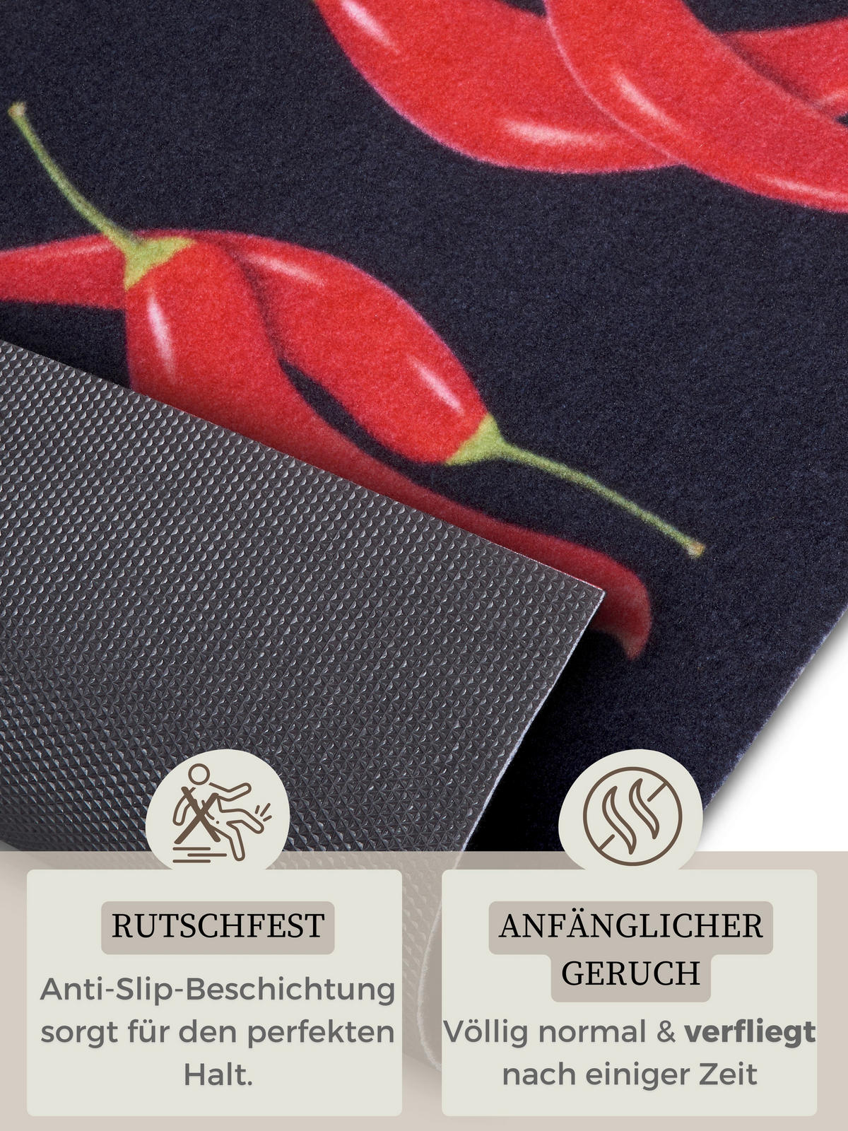 KÜCHENLÄUFER 50/150 cm Cook & Clean Rot, Schwarz  - Rot/Schwarz, Design, Kunststoff (50/150cm)