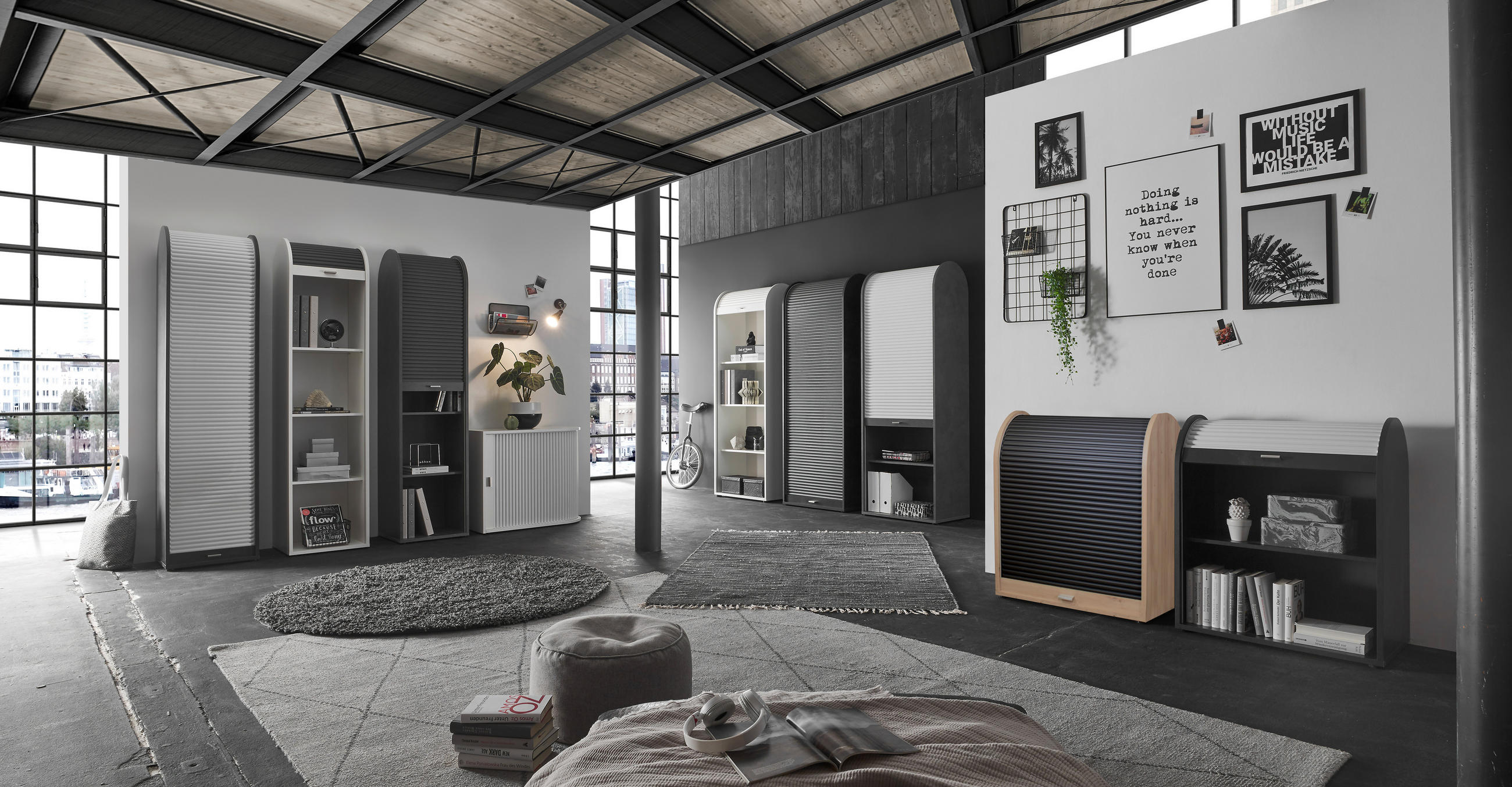 AKTENSCHRANK Graphitfarben, Grau  - Graphitfarben/Grau, MODERN, Holzwerkstoff/Kunststoff (69/85/44cm) - Livetastic