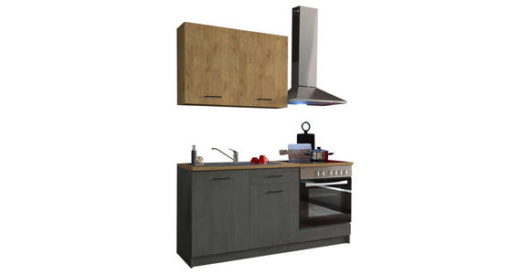 KÜCHENLEERBLOCK 160 cm in Anthrazit, Eichefarben - Eichefarben/Anthrazit, KONVENTIONELL, Holzwerkstoff/Kunststoff (160cm) - Xora