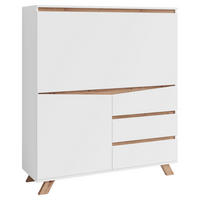 SEKRETÄR  Kabeldurchlass, klappbar, Stauraum  - Weiß/Sonoma Eiche, MODERN, Holzwerkstoff (120/127/38cm) - MID.YOU