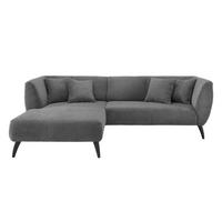 ECKSOFA in Cord Grau  - Schwarz/Grau, Modern, Holz/Textil (160/264cm) - MID.YOU