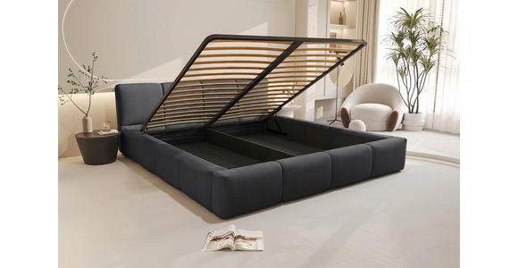 POLSTERBETT 140/200 cm,  in Anthrazit, Lattenrost, Bettkasten,  - Anthrazit/Schwarz, Design, Holz/Textil (140/200cm) - Xora