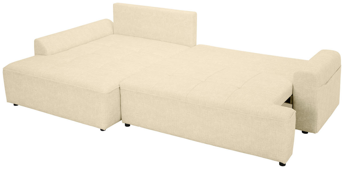 ECKSOFA Creme Mikrofaser  - Creme/Schwarz, KONVENTIONELL, Kunststoff/Textil (169/295cm) - Carryhome