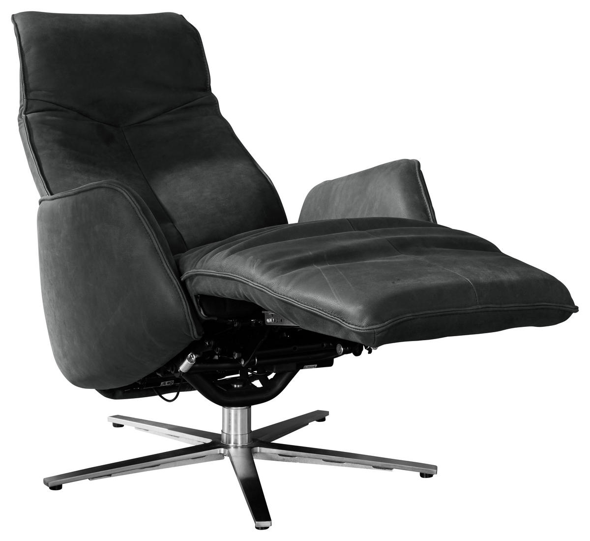 RELAXSESSEL in Leder Dunkelgrau  - Dunkelgrau/Anthrazit, Design, Leder/Metall (71/114/84cm) - Johann Jakob