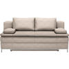 BOXSPRINGSOFA in Flachgewebe Sandfarben  - Sandfarben/Chromfarben, Design, Textil/Metall (200/93/107cm) - Novel