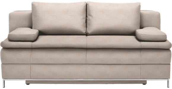 BOXSPRINGSOFA Flachgewebe Sandfarben - Sandfarben/Chromfarben, Design, Textil/Metall (200/93/107cm) - Novel