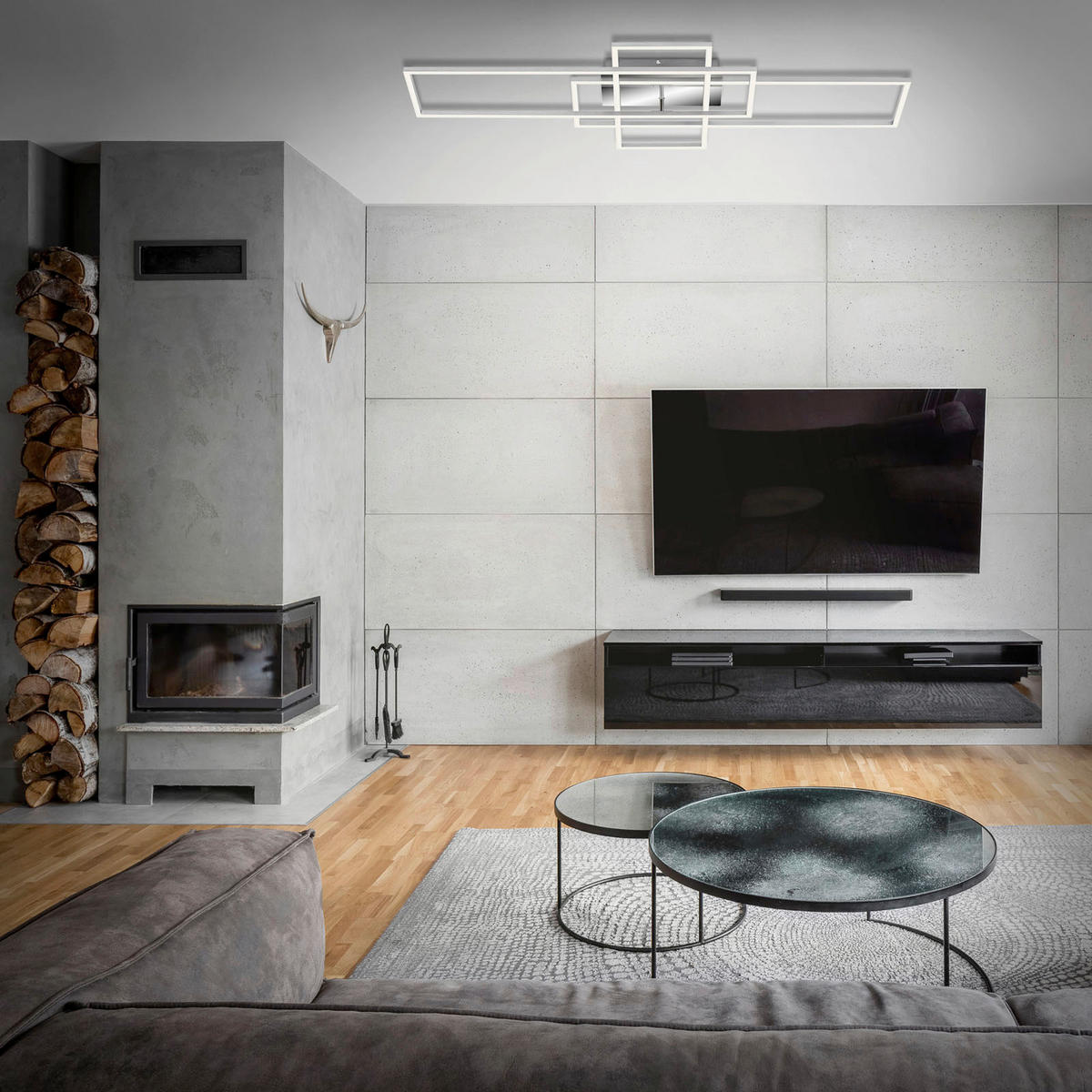 LED-DECKENLEUCHTE 104/42/10 cm   - Chromfarben, Design, Kunststoff/Metall (104/42/10cm)