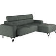 ECKSOFA Waldgrün Chenille  - Waldgrün/Schwarz, KONVENTIONELL, Textil/Metall (264/178cm) - Hom`in
