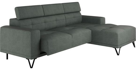 ECKSOFA Waldgrün Chenille - Waldgrün/Schwarz, KONVENTIONELL, Textil/Metall (264/178cm) - Hom`in