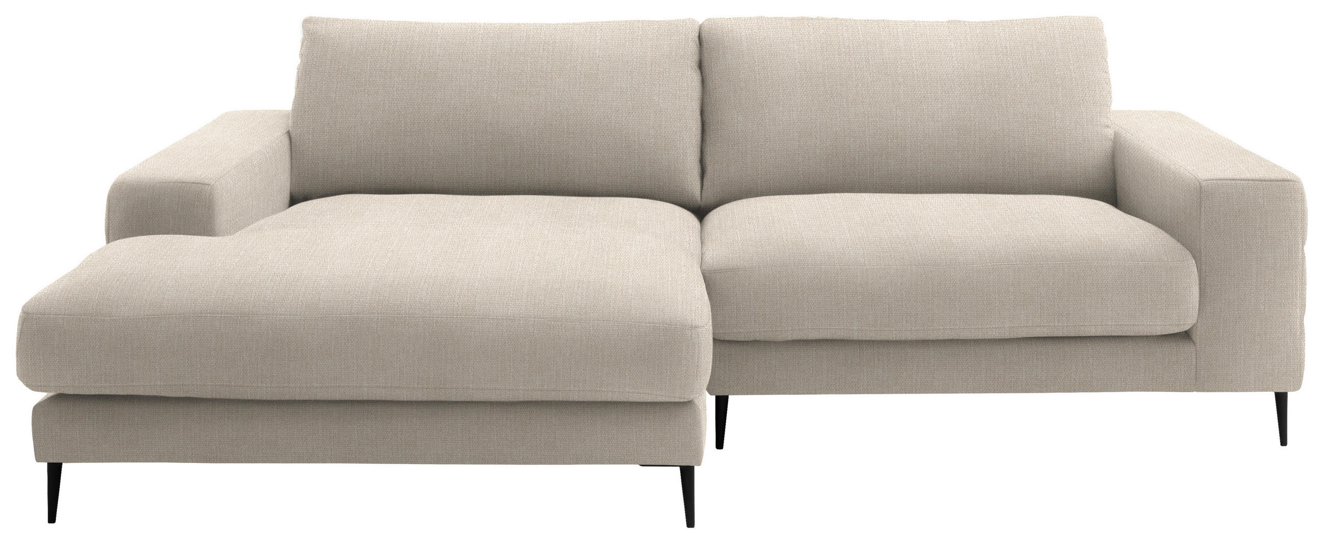 ECKSOFA in Flachgewebe Beige  - Beige/Schwarz, Design, Textil/Metall (177/253cm) - Dieter Knoll