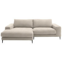 ECKSOFA in Flachgewebe Beige  - Beige/Schwarz, Design, Textil/Metall (177/253cm) - Dieter Knoll