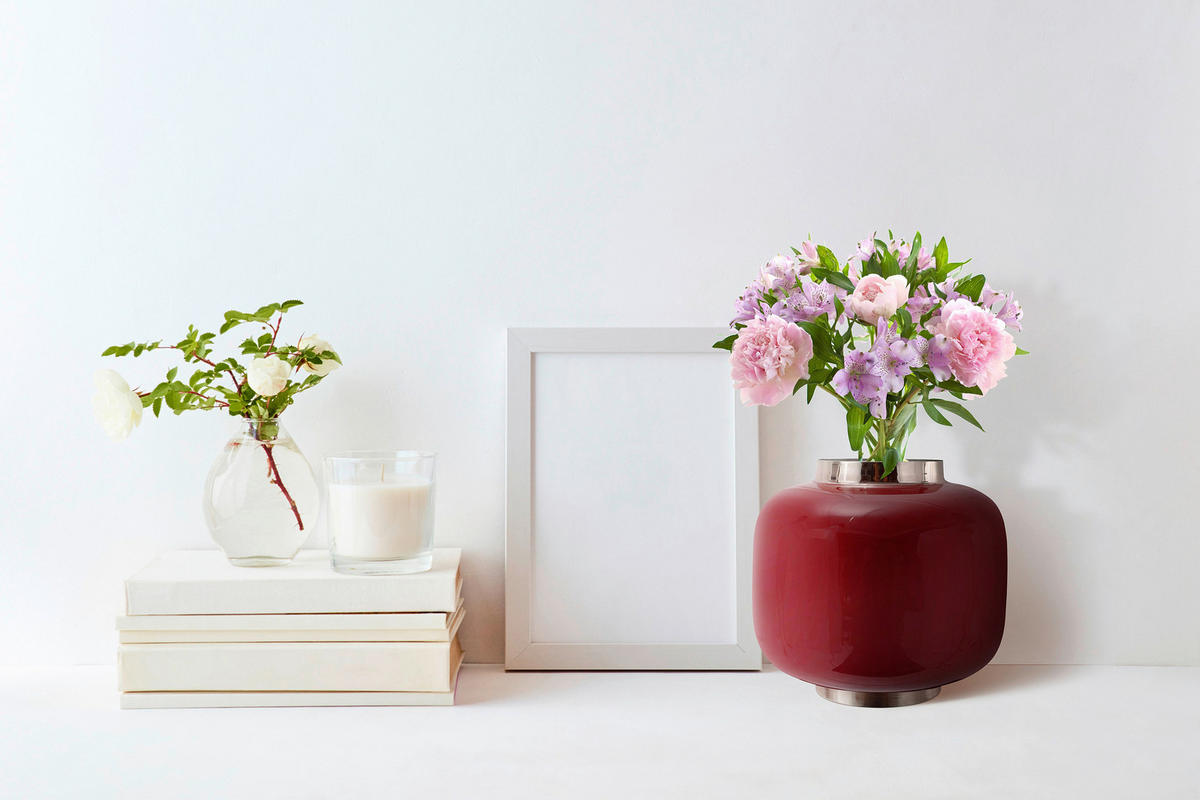 VASE  - Pflaume/Silberfarben, Trend, Metall (20/20/19cm) - Kayoom