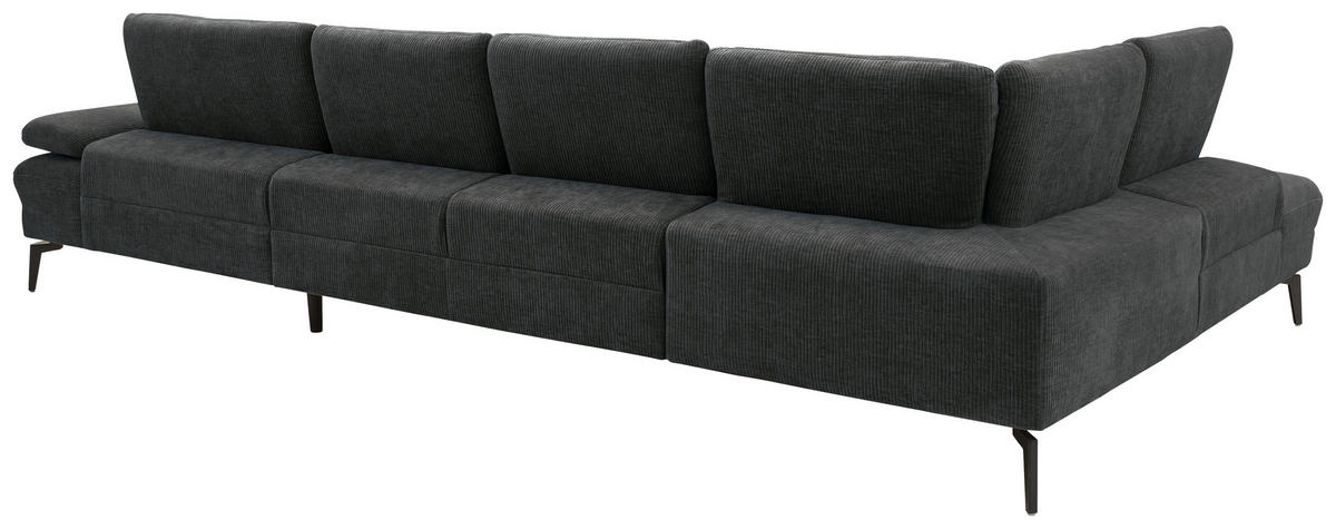 WOHNLANDSCHAFT in Webstoff Anthrazit  - Anthrazit/Schwarz, Design, Textil/Metall (208/354/157cm) - Dieter Knoll