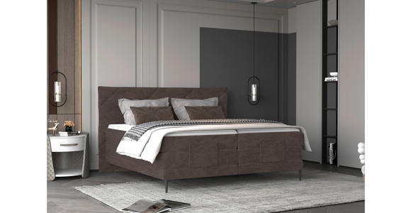 BOXSPRINGBETT 180/200 cm  in Graubraun  - Graubraun/Schwarz, KONVENTIONELL, Textil/Metall (180/200cm) - Esposa