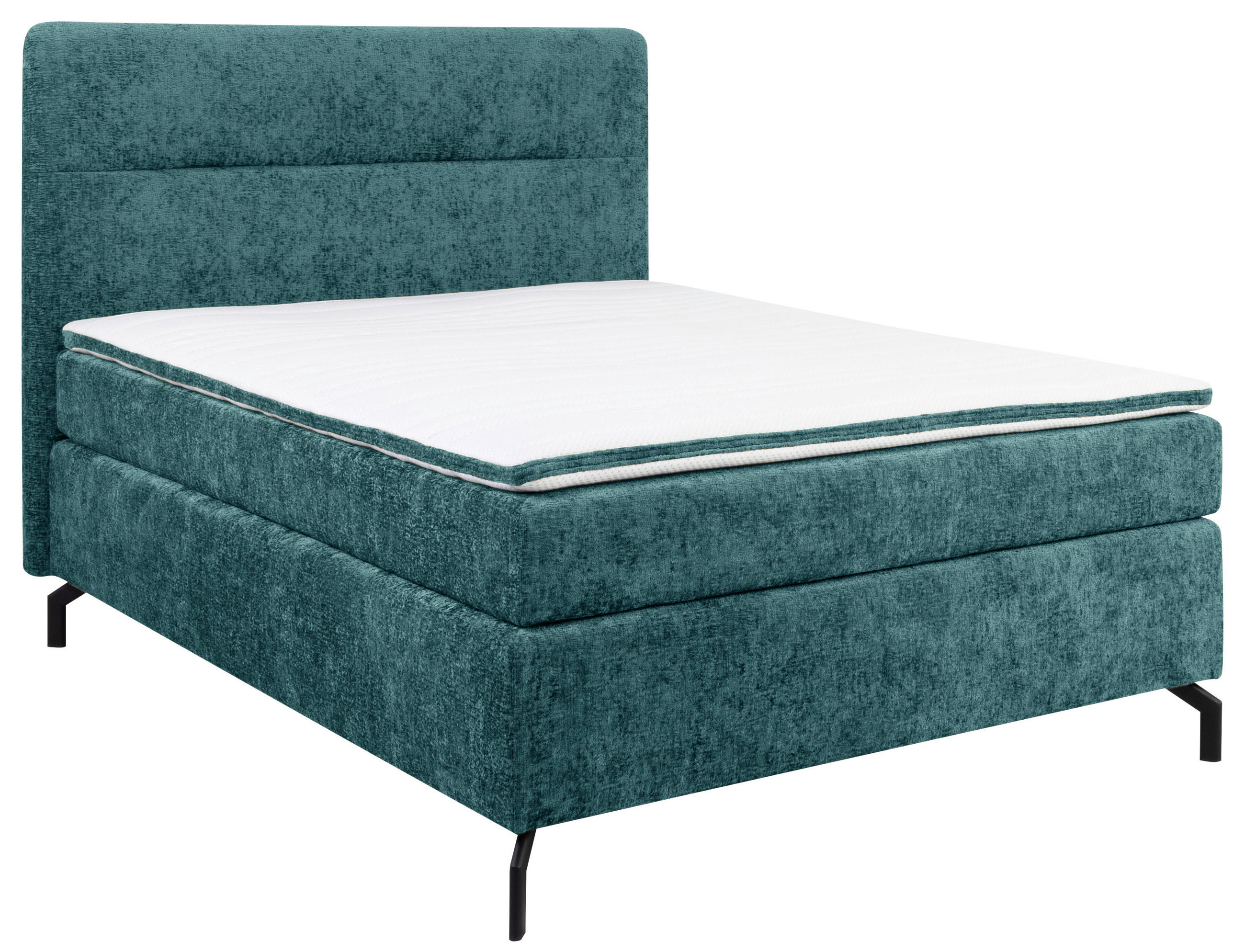 BOXSPRINGBETT 140/200 cm  in Petrol  - Petrol/Schwarz, Design, Textil/Metall (140/200cm) - Esposa