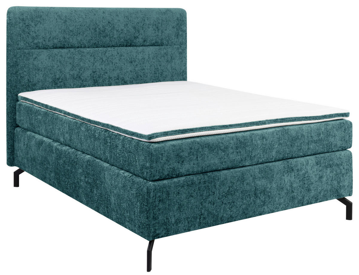 BOXSPRINGBETT 140/200 cm  in Petrol  - Petrol/Schwarz, Design, Textil/Metall (140/200cm) - Esposa