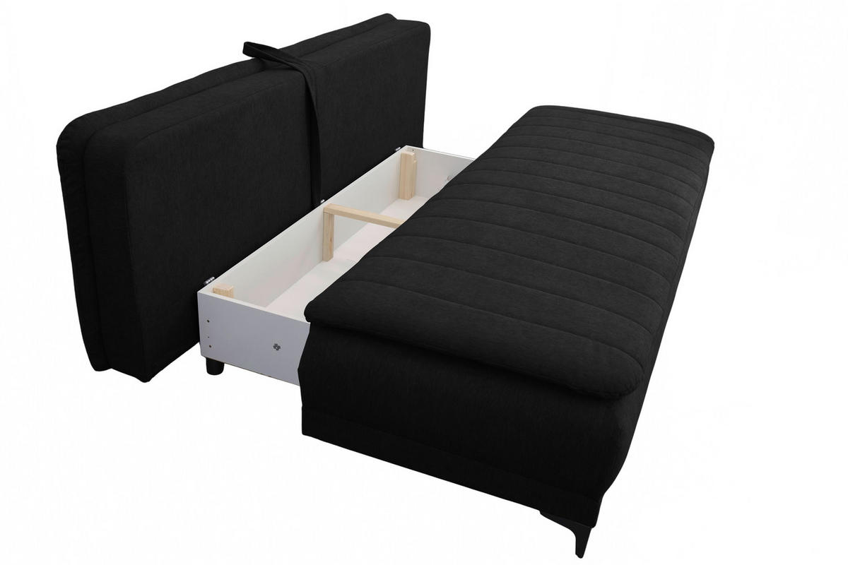 SCHLAFSOFA  mit Liegefunktion Flachgewebe Anthrazit  - Anthrazit/Schwarz, Basics, Textil/Metall (202/98/78cm) - Livetastic