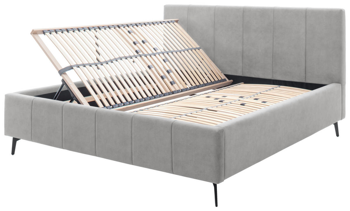 POLSTERBETT 180/200 cm  in Hellgrau  - Weiss/Birkefarben, Konventionell, Holz/Textil (180/200cm) - Boxxx