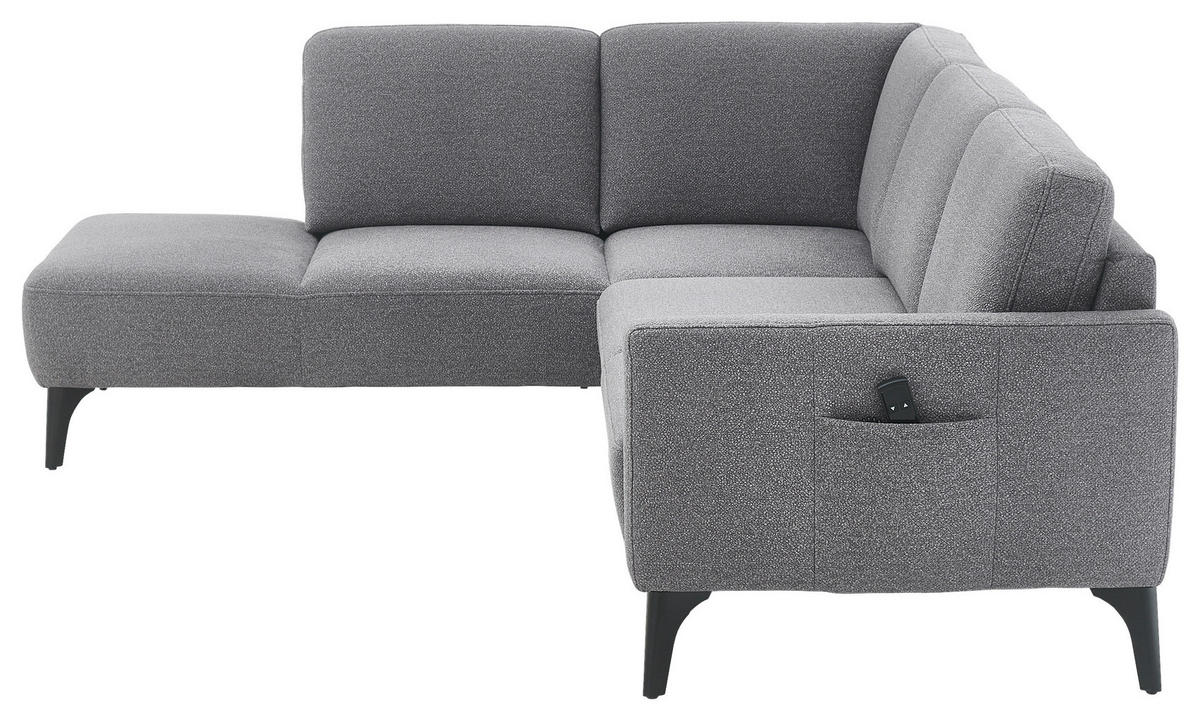 ECKSOFA  in Mikrofaser Grau  218/255 cm  - Schwarz/Grau, Design, Textil/Metall (218/255cm) - Elegando