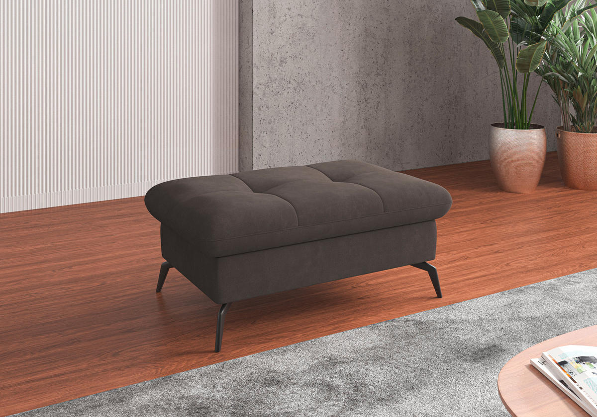 HOCKER in Textil Graphitfarben  - Schwarz/Graphitfarben, KONVENTIONELL, Textil/Metall (102/47/69cm) - Sit & More