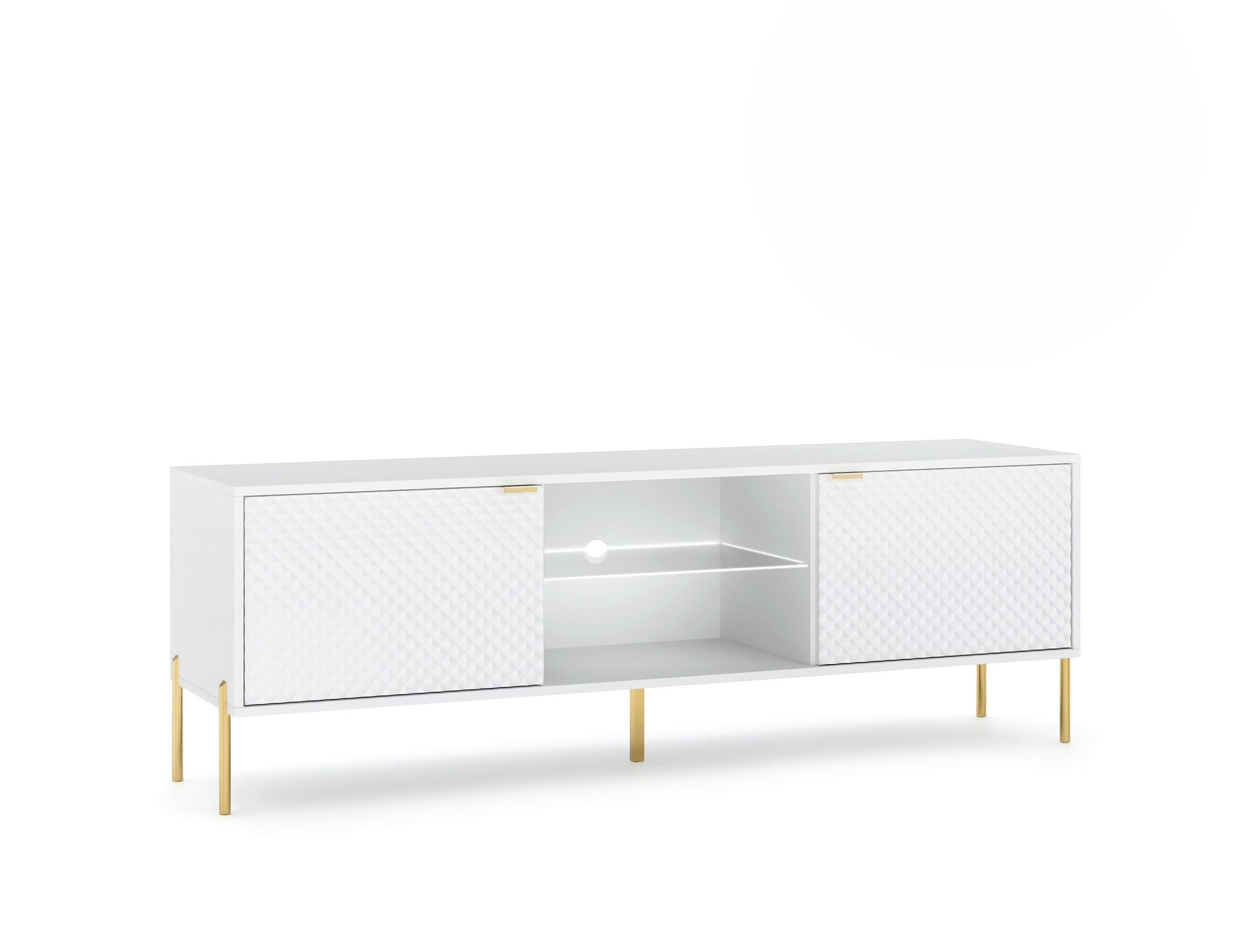 LOWBOARD Weiß  - Goldfarben/Weiß, Design, Glas/Metall (160/54/42cm) - MID.YOU