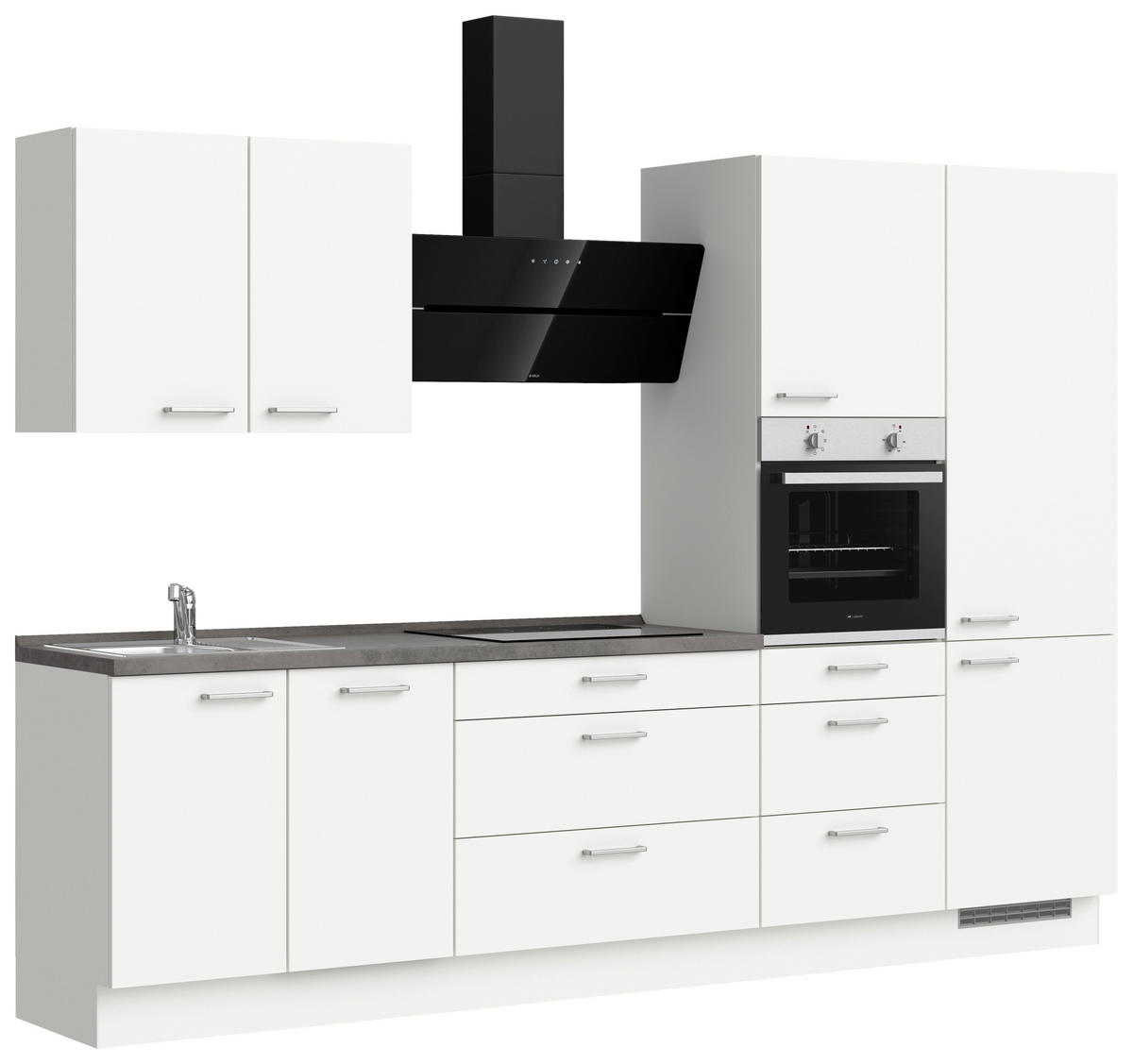 KÜCHENLEERBLOCK 300 cm   in Grau, Weiß  - Edelstahlfarben/Weiß, MODERN, Holzwerkstoff/Metall (300cm) - Nobilia