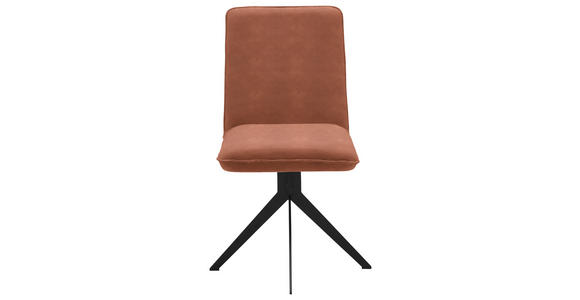 STUHL Lederlook Rotbraun, Schwarz  - Rotbraun/Schwarz, Design, Textil/Metall (46,5/87/64cm) - Voleo