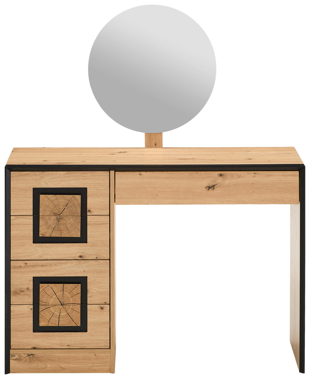 SCHMINKTISCH 110/40/132 cm, Schwarz, Eichefarben  - Eichefarben/Schwarz, KONVENTIONELL, Glas/Holzwerkstoff (110/40/132cm) - Xora