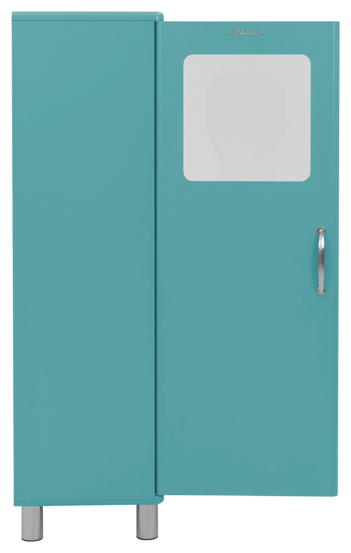 VITRINE in Blau  - Blau/Nickelfarben, Design, Glas/Holzwerkstoff (50/143/41cm)