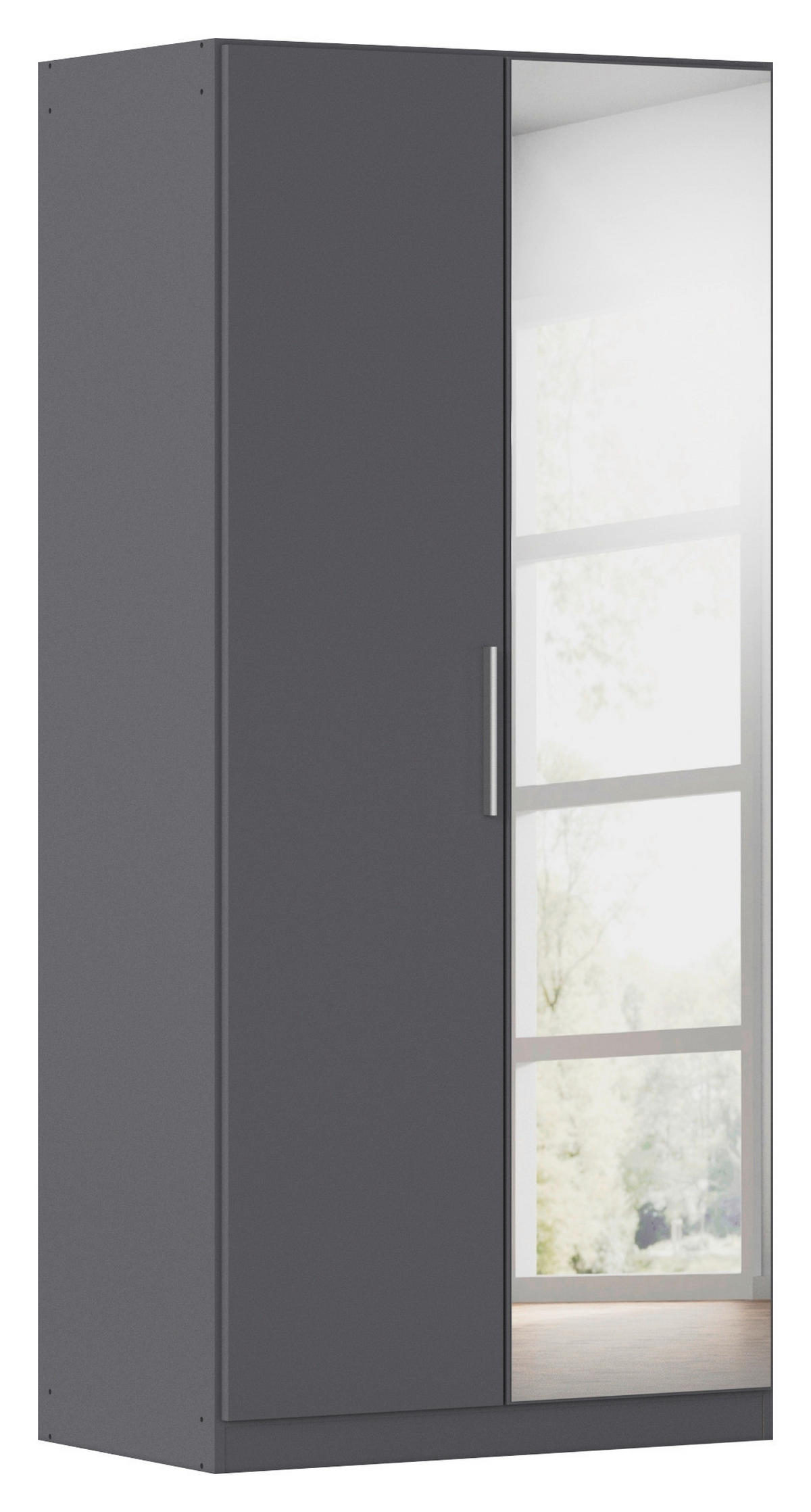 DREHTÜRENSCHRANK 91/197/54 cm,  in Grau, 2-türig  - Alufarben/Grau, KONVENTIONELL, Glas/Holzwerkstoff (91/197/54cm) - home24