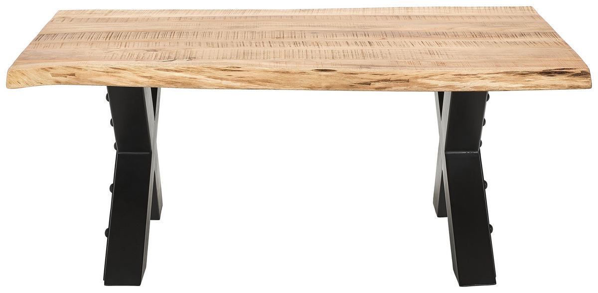 COUCHTISCH in Holz, Metall 115/70/45 cm  - Schwarz/Naturfarben, Design, Holz/Metall (115/70/45cm) - Ambia Home