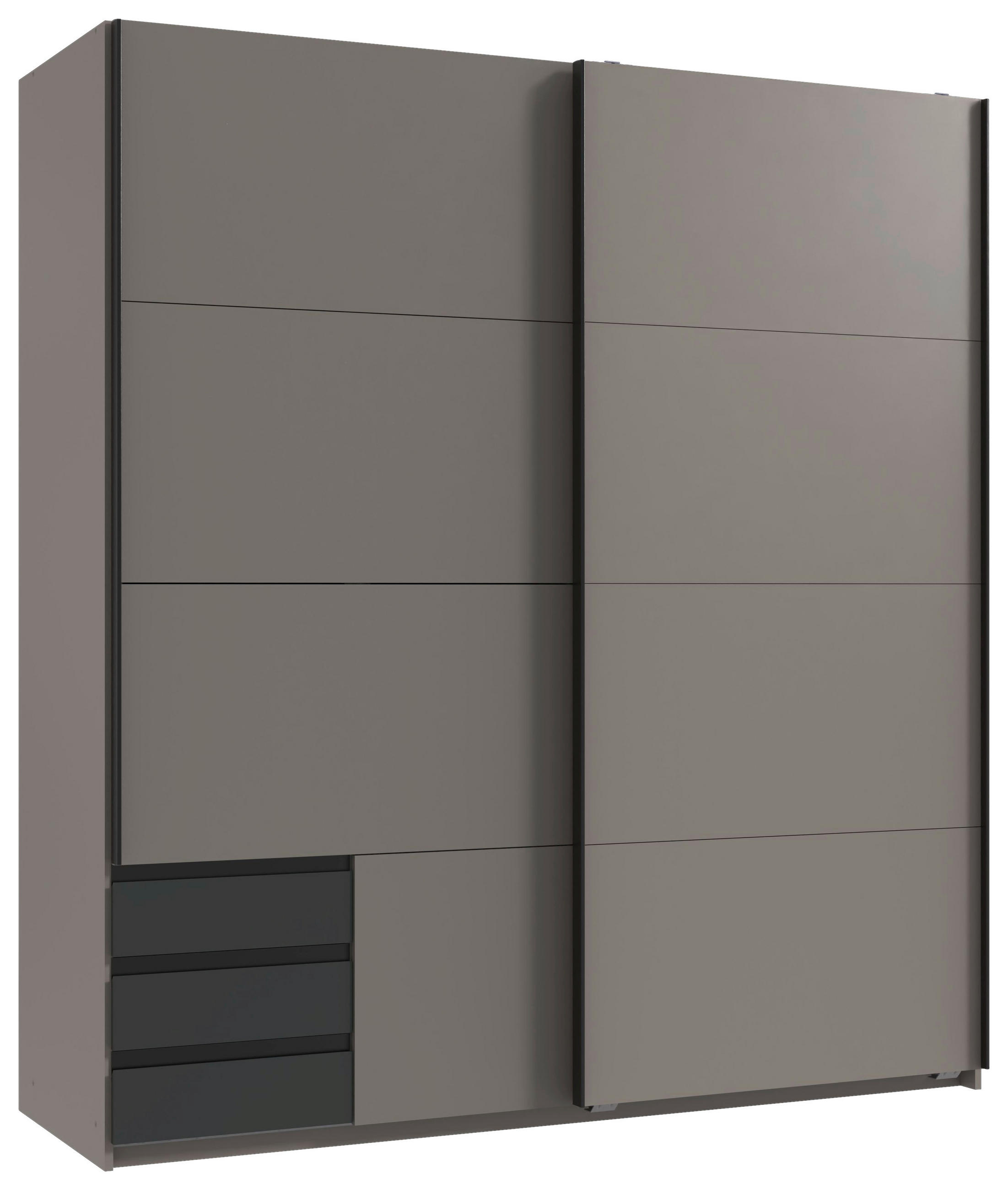 SCHWEBETÜRENSCHRANK Graphitfarben, Grau, Sahara 2 Tür(en)  - Schwarz/Graphitfarben, Design, Holzwerkstoff/Metall (179/198/65cm) - Carryhome