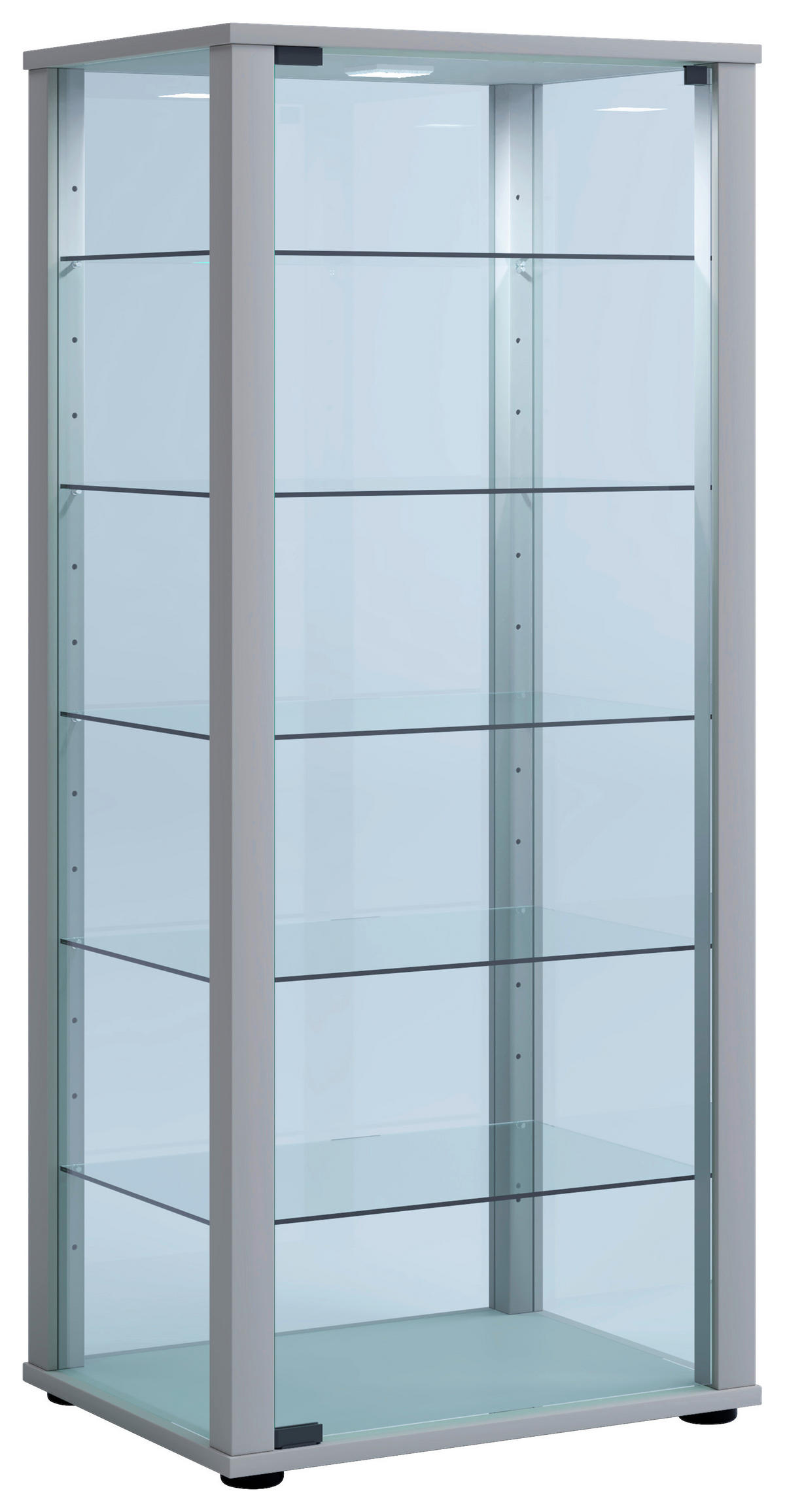 VITRINE in Silberfarben  - Silberfarben/Schwarz, Modern, Glas/Holzwerkstoff (50/114,5/38cm) - MID.YOU