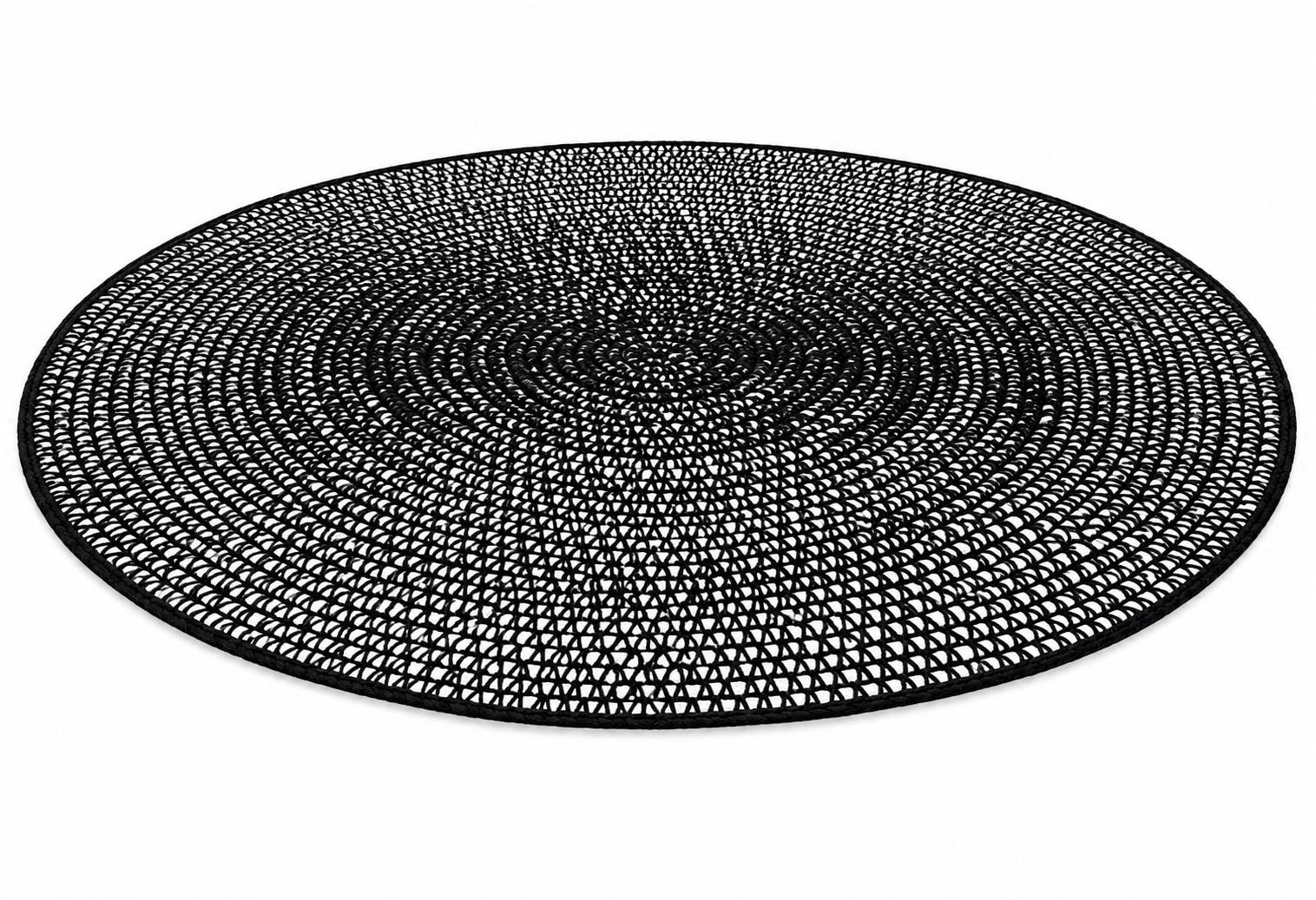 TEPPICH  Wohnzimmer 150 cm Schwarz, Weiß rund  - Schwarz/Weiß, Trend, Textil (150cm)
