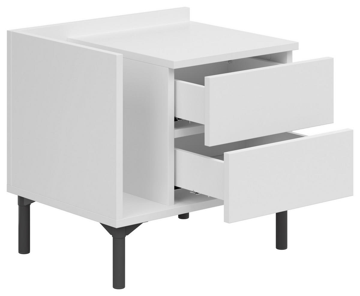 NACHTKÄSTCHEN 50/48/38 cm  in Weiß  - Graphitfarben/Weiß, Design, Holzwerkstoff/Kunststoff (50/48/38cm) - Lomoco