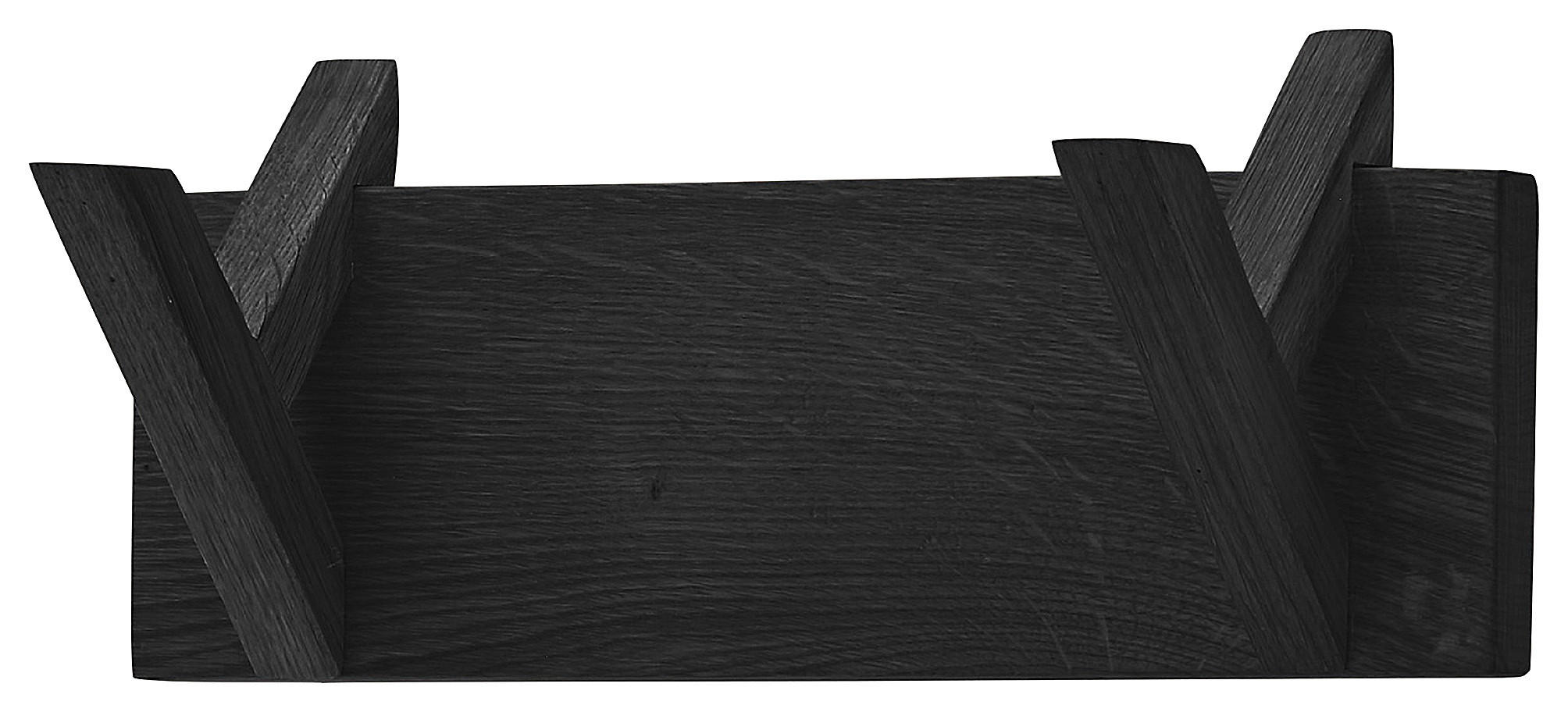 HAKENLEISTE  in Eiche massiv Schwarz  - Schwarz, Basics, Holz (30/13/12cm)