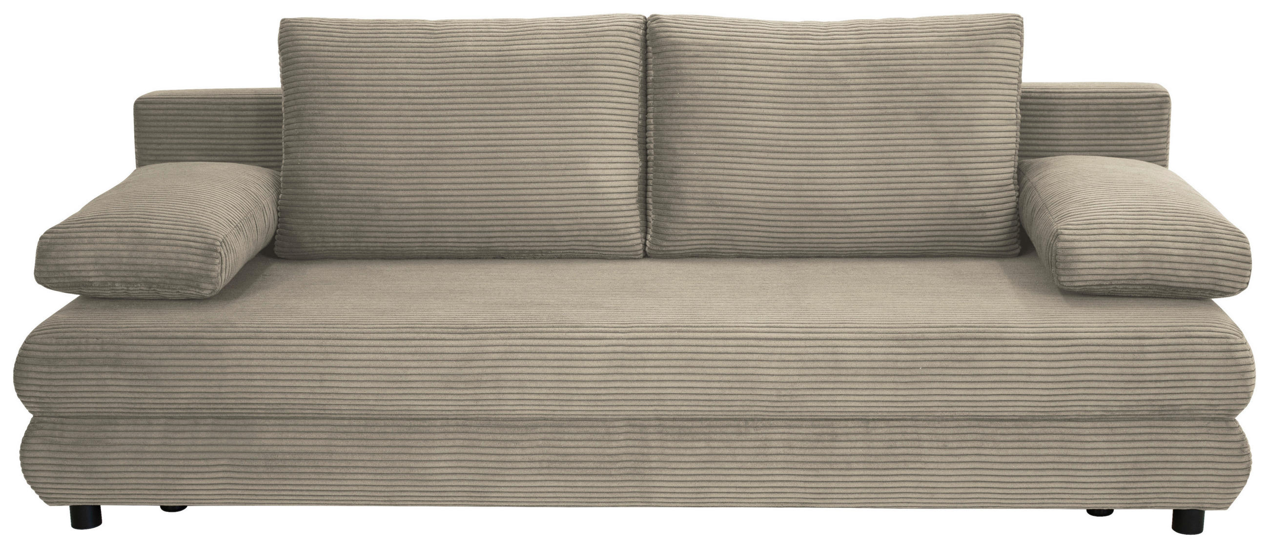 SCHLAFSOFA Cord Taupe  - Taupe/Schwarz, Design, Kunststoff/Textil (197/77/81cm) - home24