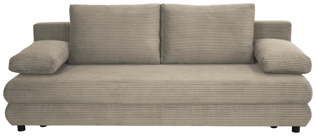 SCHLAFSOFA Cord Taupe  - Taupe/Schwarz, Design, Kunststoff/Textil (197/77/81cm) - home24