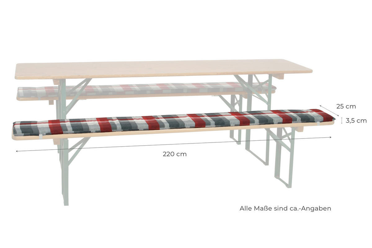BIERBANKAUFLAGE Karo  - Anthrazit/Rot, Basics, Textil (220/4/25cm)