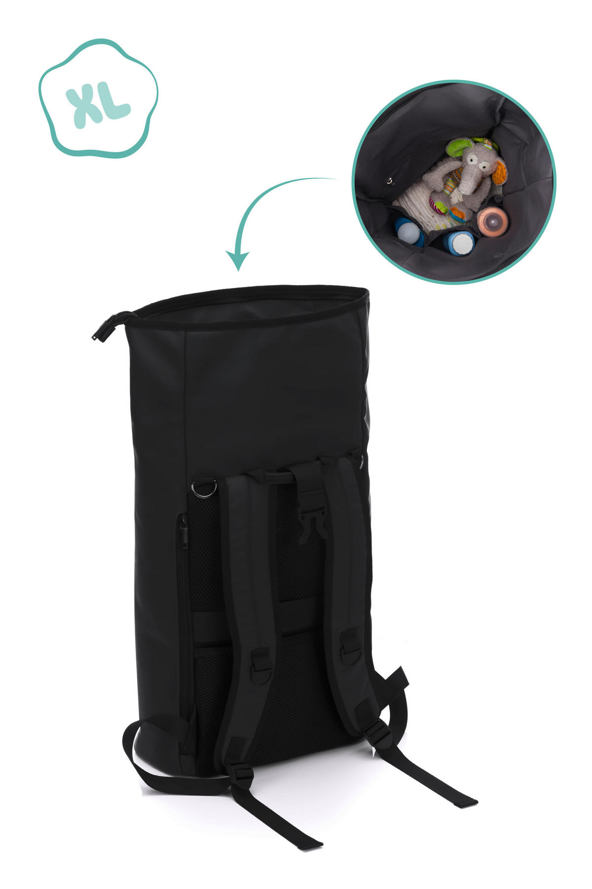 WICKELRUCKSACK Soft Touch  - Schwarz, Basics, Textil (60/38/15cm) - Jimmylee