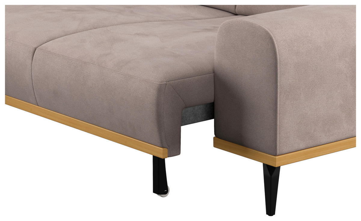 ECKSOFA Sandfarben Mikrofaser  - Sandfarben/Schwarz, KONVENTIONELL, Textil/Metall (157/244cm) - Cotta