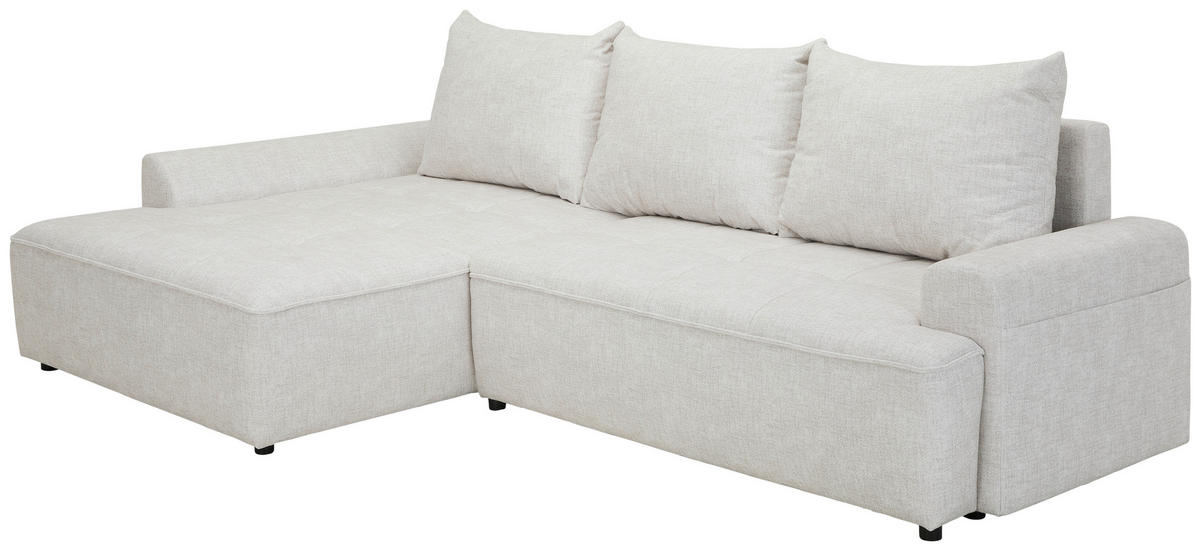 ECKSOFA Naturfarben Mikrofaser  - Schwarz/Naturfarben, KONVENTIONELL, Kunststoff/Textil (169/295cm) - Carryhome