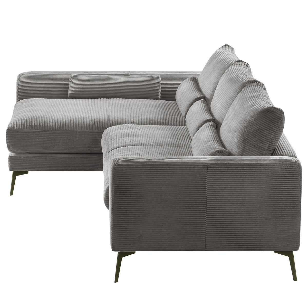 ECKSOFA Grau Cord Nierenkissen, Rückenkissen  - Schwarz/Grau, Design, Textil/Metall (172/313cm) - P & B