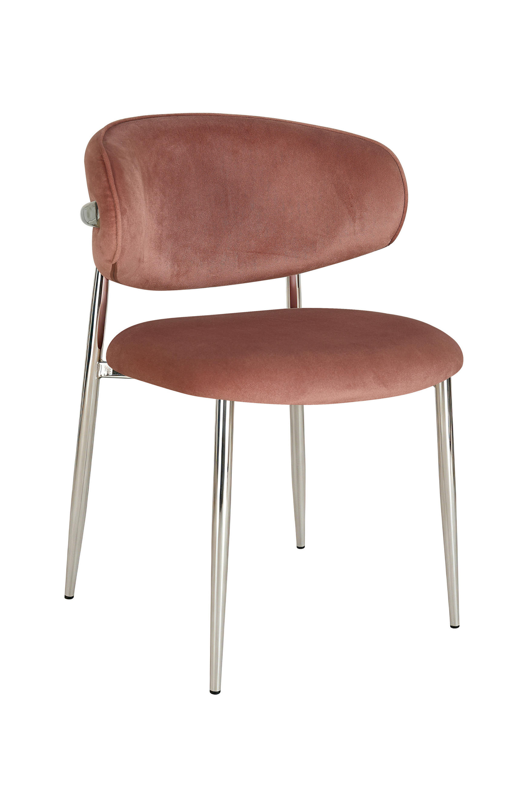 STUHL   Samt  Chromfarben, Altrosa  - Chromfarben/Altrosa, Design, Textil/Metall (54/80/59cm) - Novel